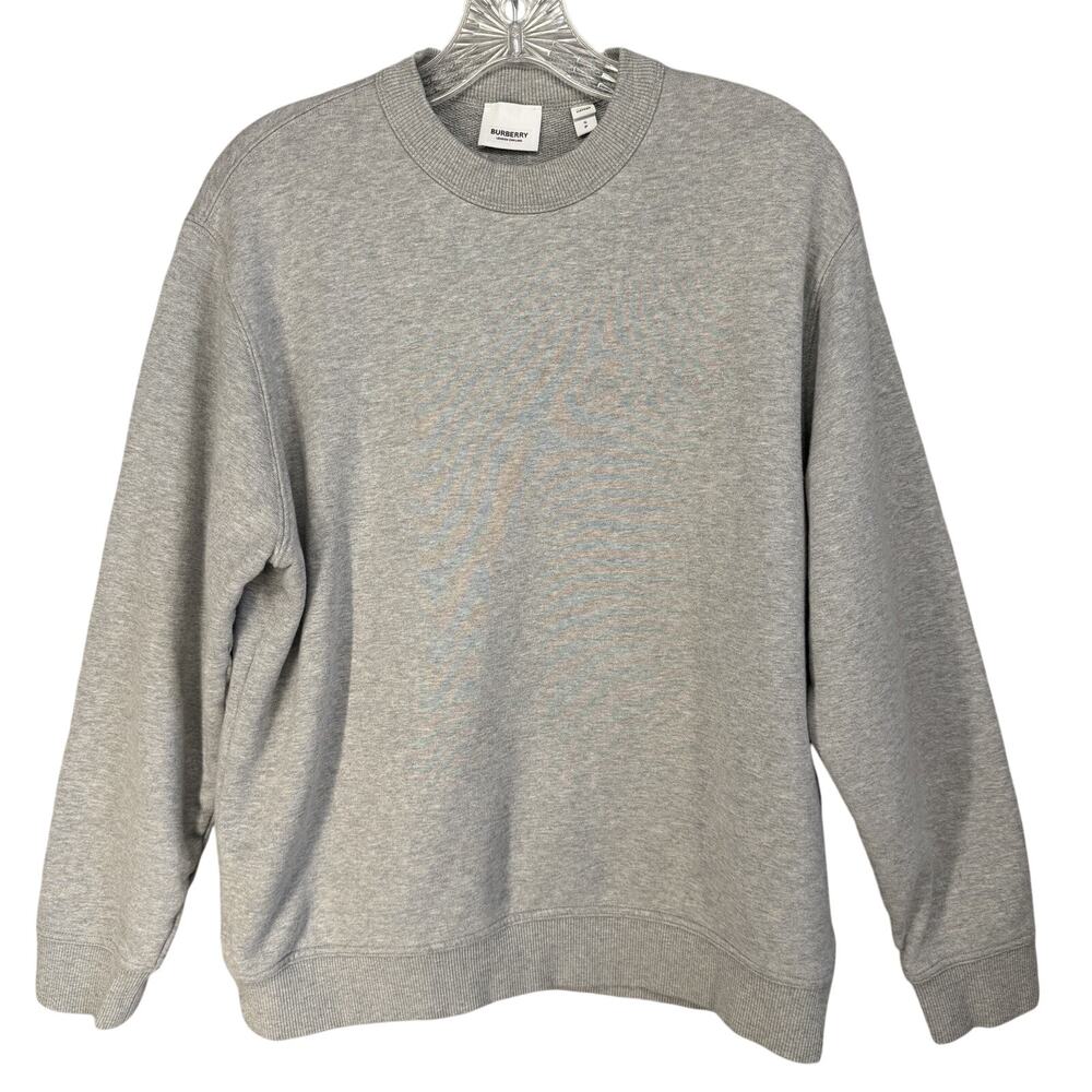 Burberry London Sweatshirt Womens Small Gray Embossed Logo Pullover